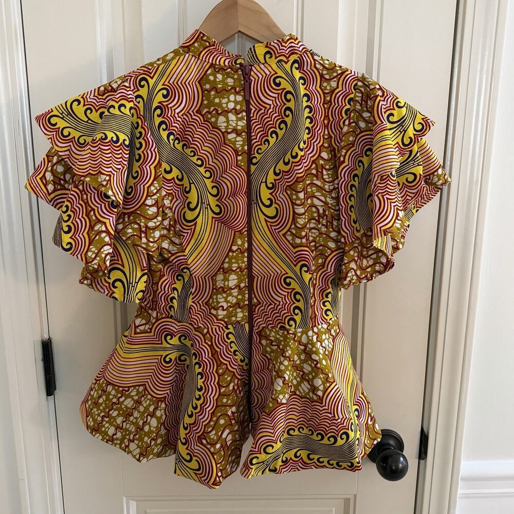Handmade 100% Cotton Wax Block Print Peplum Top Women’s Size Small - Picture 6 of 16